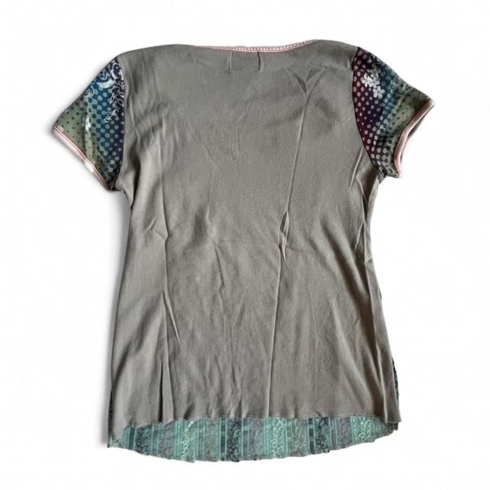 Vintage Edista patchwork lace overlay tee size L 90s fairycore cottagecore boho - Picture 7 of 7